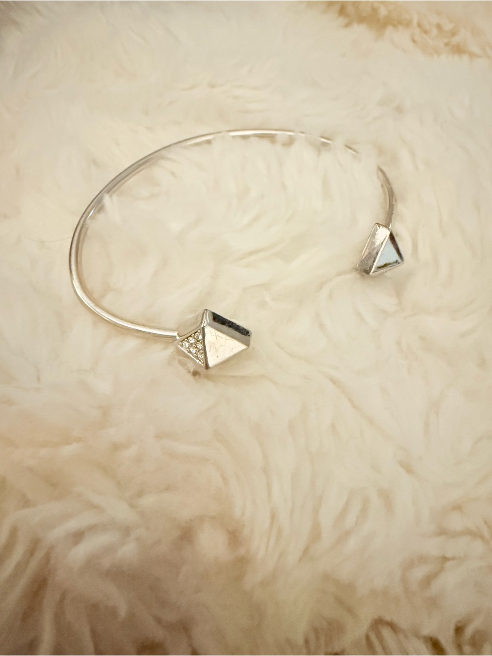 Origami Owl Silver Open Pyramid Cuff Bracelet